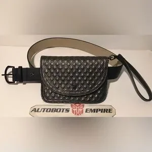 NWOT Vintage Vince Comuto Vegan Leather Belt Purse Fanny Pack Black Large 42 In Clare V. Fanny Pack in Black Vlvt Leather - Bliss Boutiques main image 4